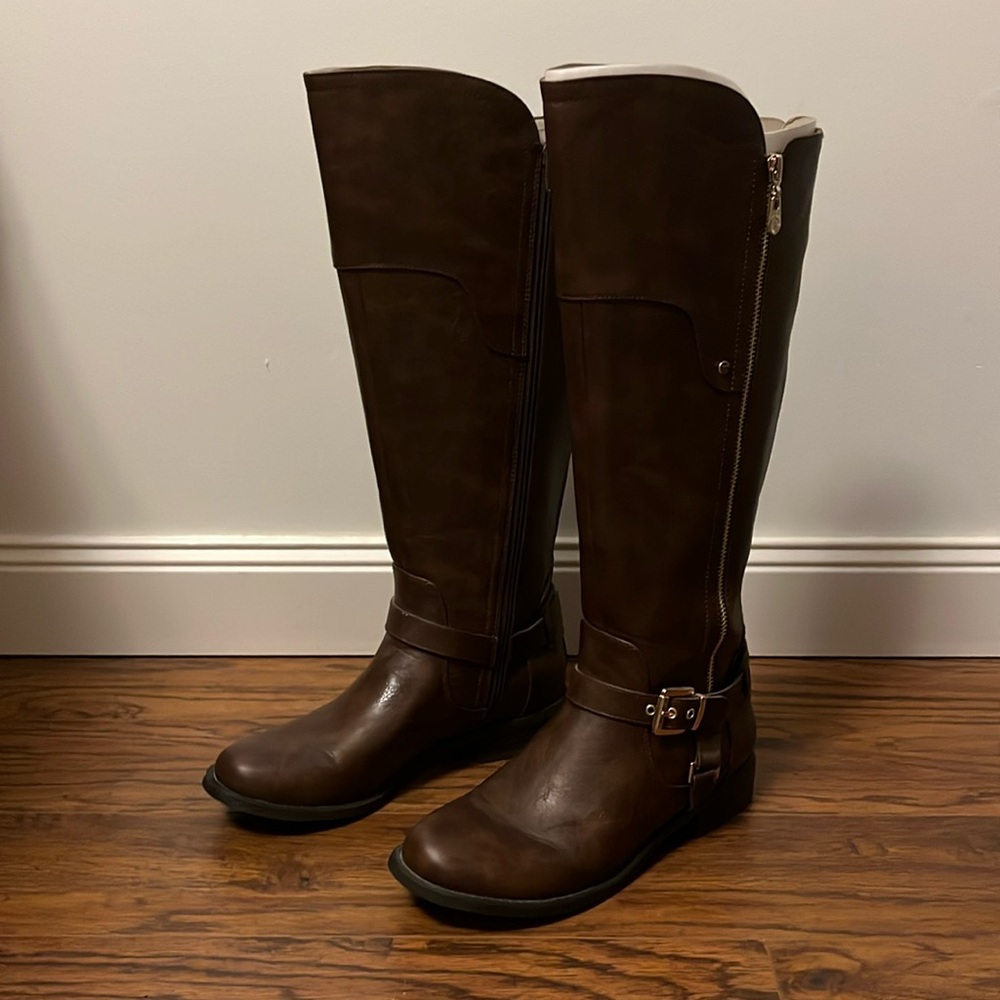 G by Guess Womens Closed Toe Knee High Fashion, Dark Brown, Size 8.5 M
